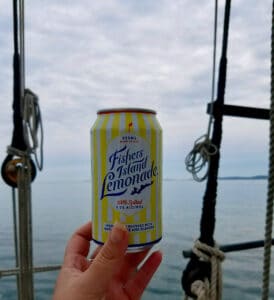 Fisher's Island Lemonde with a view of Fisher's Island on the Mystic River Sunset Sail