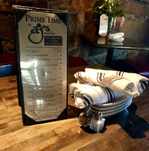 Prime Time menu from Anthony J's Bistro