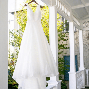 Wedding Dress on front porch