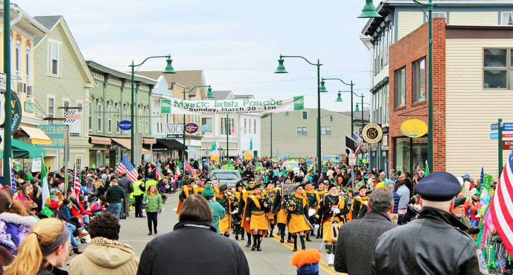 Mystic Irish Parade Travels down East main Street