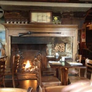 Fireplace inside a pub from the 16th century in Mystic, Ct enjoy great live music!