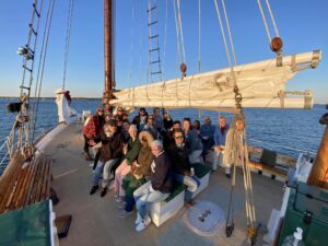 Whaler's Inn team aboard the Argia (on of the best places to work in Mystic)