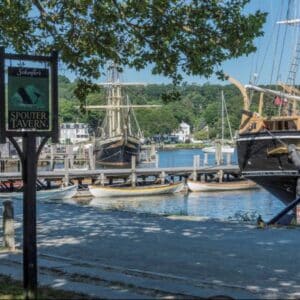 Boats and Tavern at Mystic Seaport this Memorial Day 2023