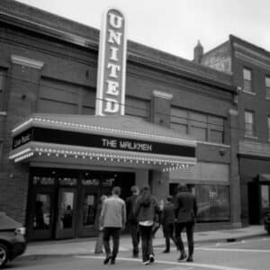 Black and White Photo of The United Theater in Westerly, Rhode Island