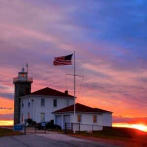 Watch Hill Lighthouse with Colorful Sunset 